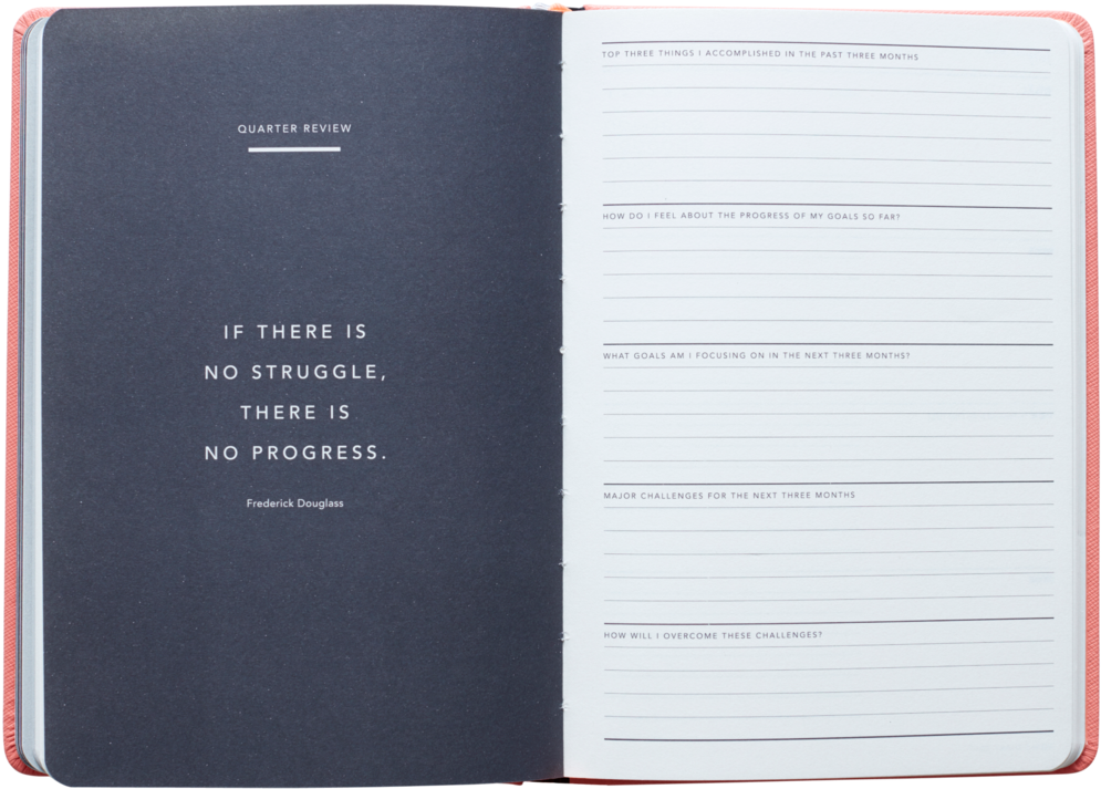 Quarter Review Planner Open Page PNG with transparent background