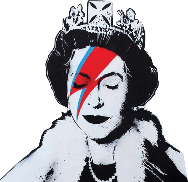 Queen As Ziggy Stardust , Png Download - Banksy Print Of The Queen, Transparent Png PNG with transparent background