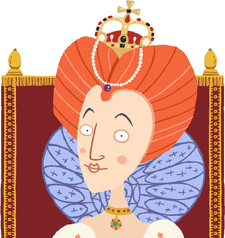 Queen Elizabeth Sat In Her Throne - Cartoon Queen Elizabeth 1, HD Png Download PNG with transparent background