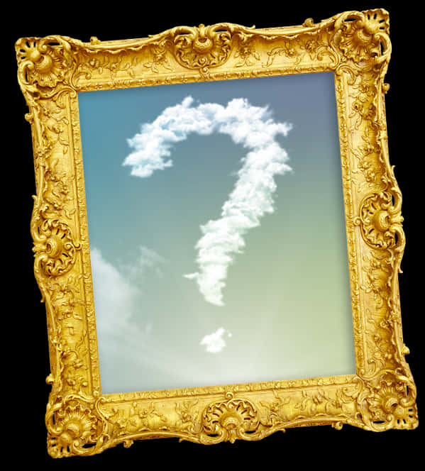 Question Mark Cloudin Gold Frame