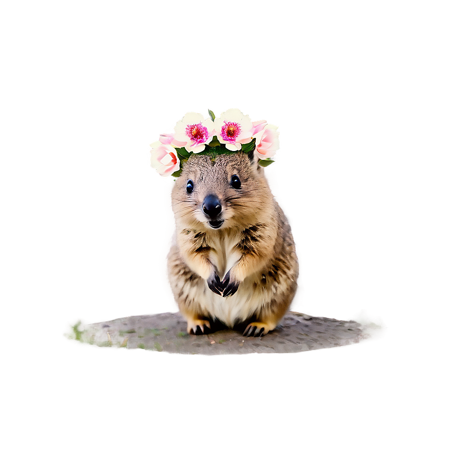 Quokka With Flower Crown Png 95