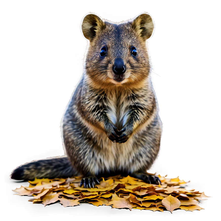 Quokka With Leaves Background Png 06242024