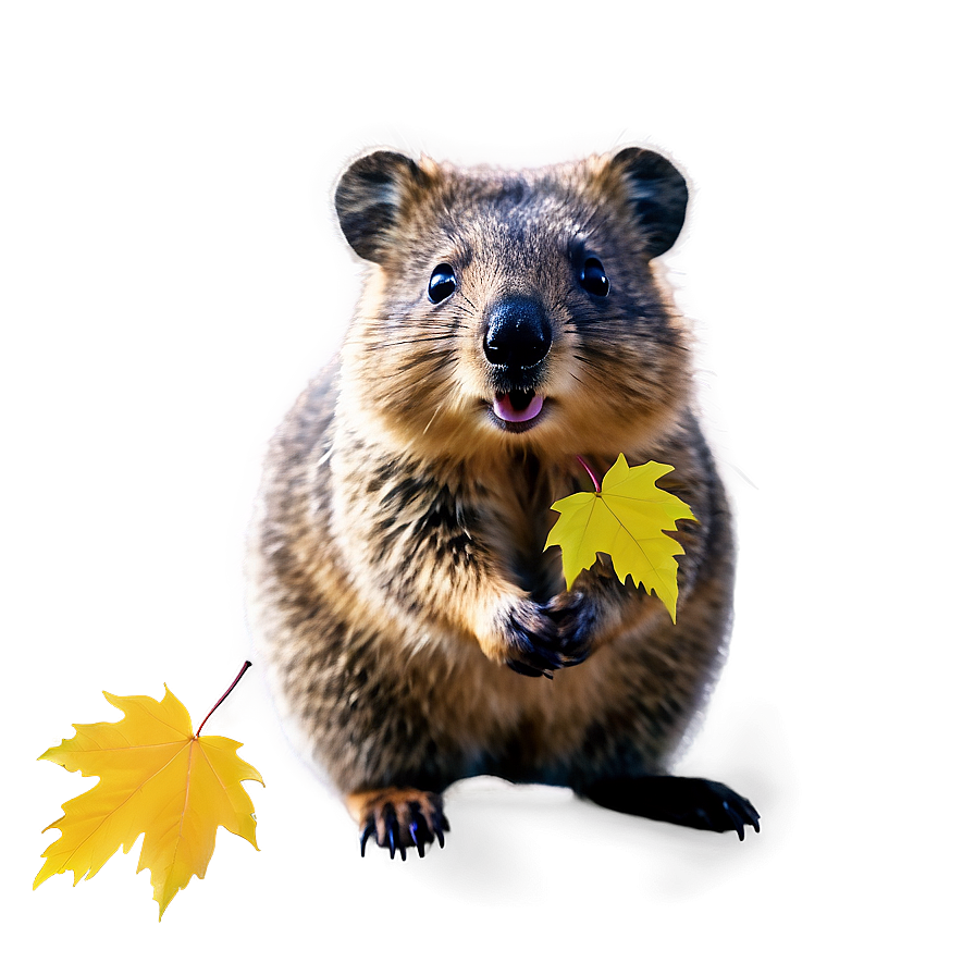 Quokka With Leaves Background Png 40