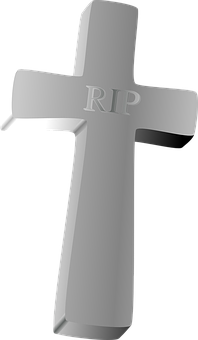 R I P Engraved Tombstone Cross PNG with transparent background