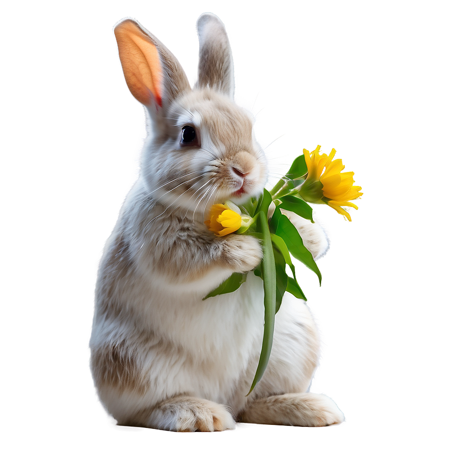 Rabbit With Flowers Png Dur