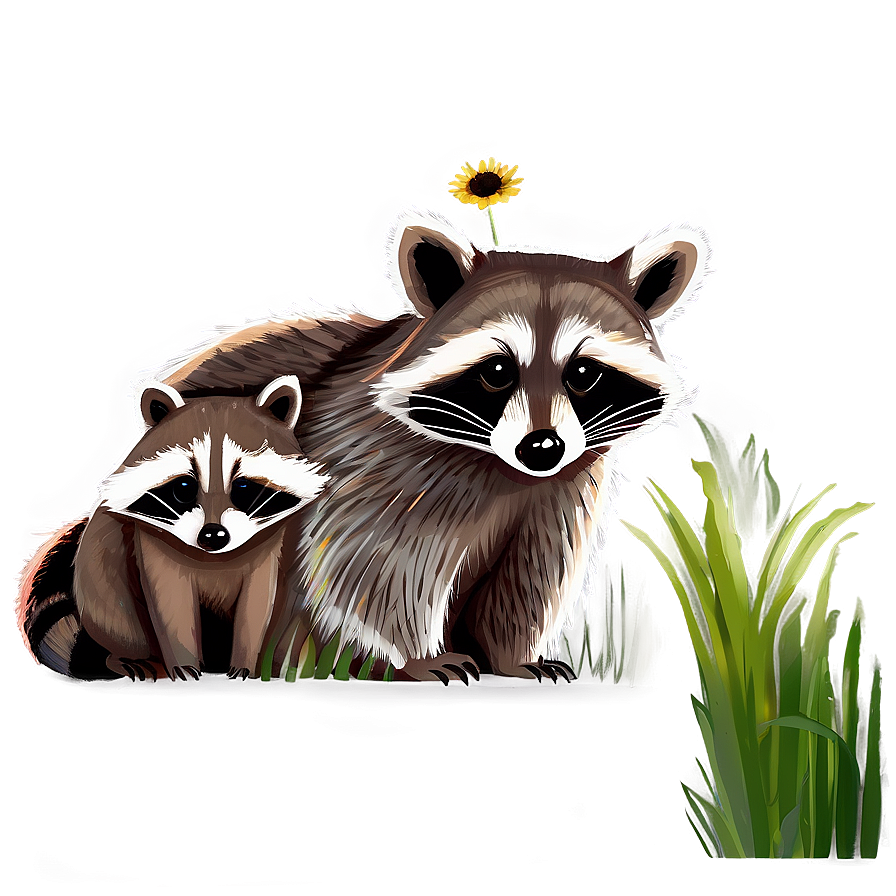 Raccoon Family Illustration PNG jjy11 PNG with transparent background