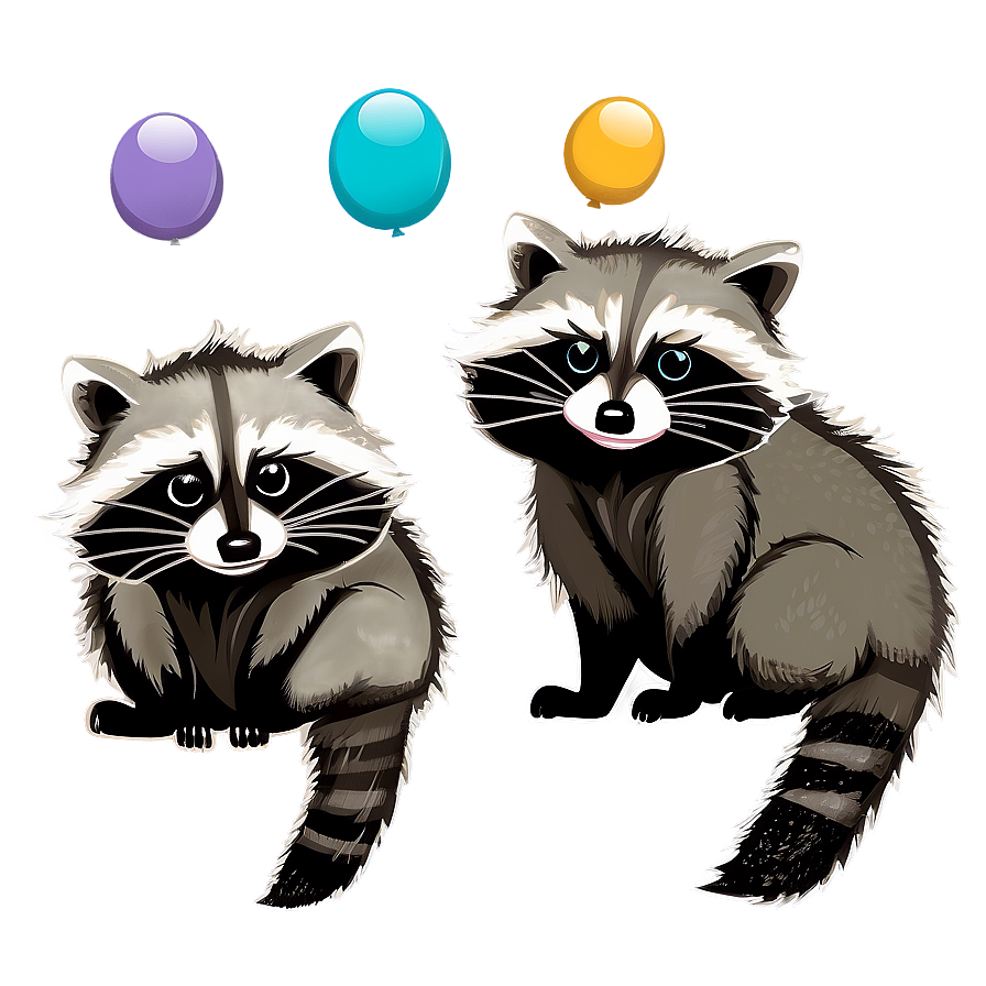Raccoon Family Illustration PNG xud PNG with transparent background