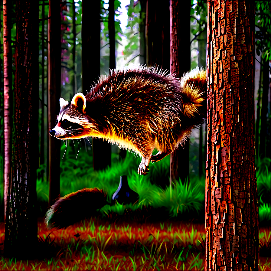Raccoon in Forest Background PNG 67 PNG with transparent background