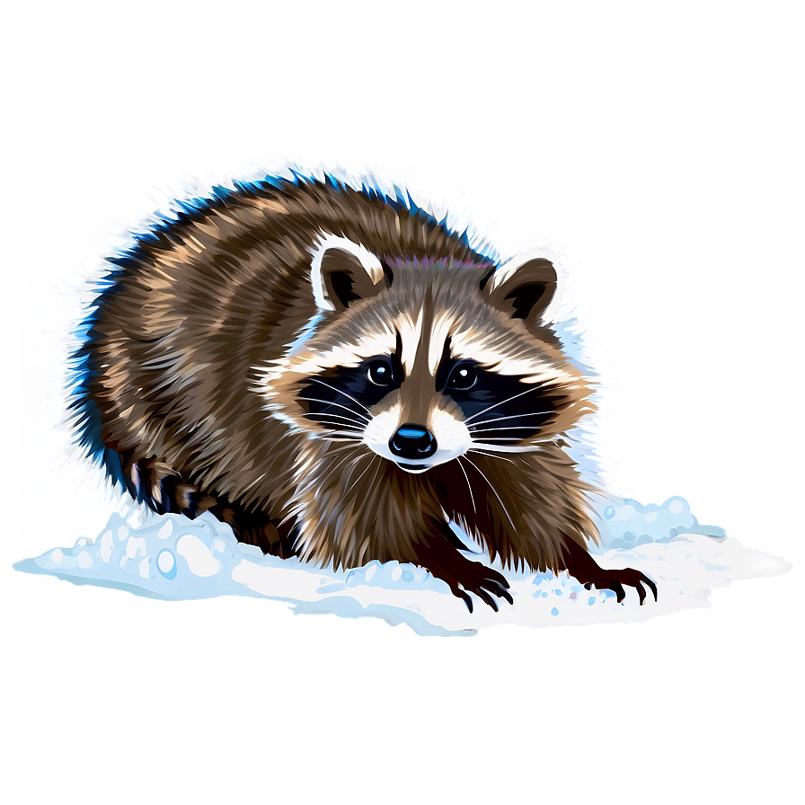 Raccoon in Snow PNG 05242024 896x896 PNG image with a transparent background, free high-resolution download