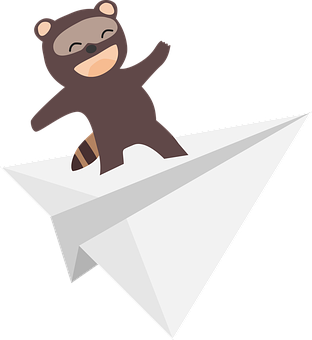 Raccoon Riding Paper Plane