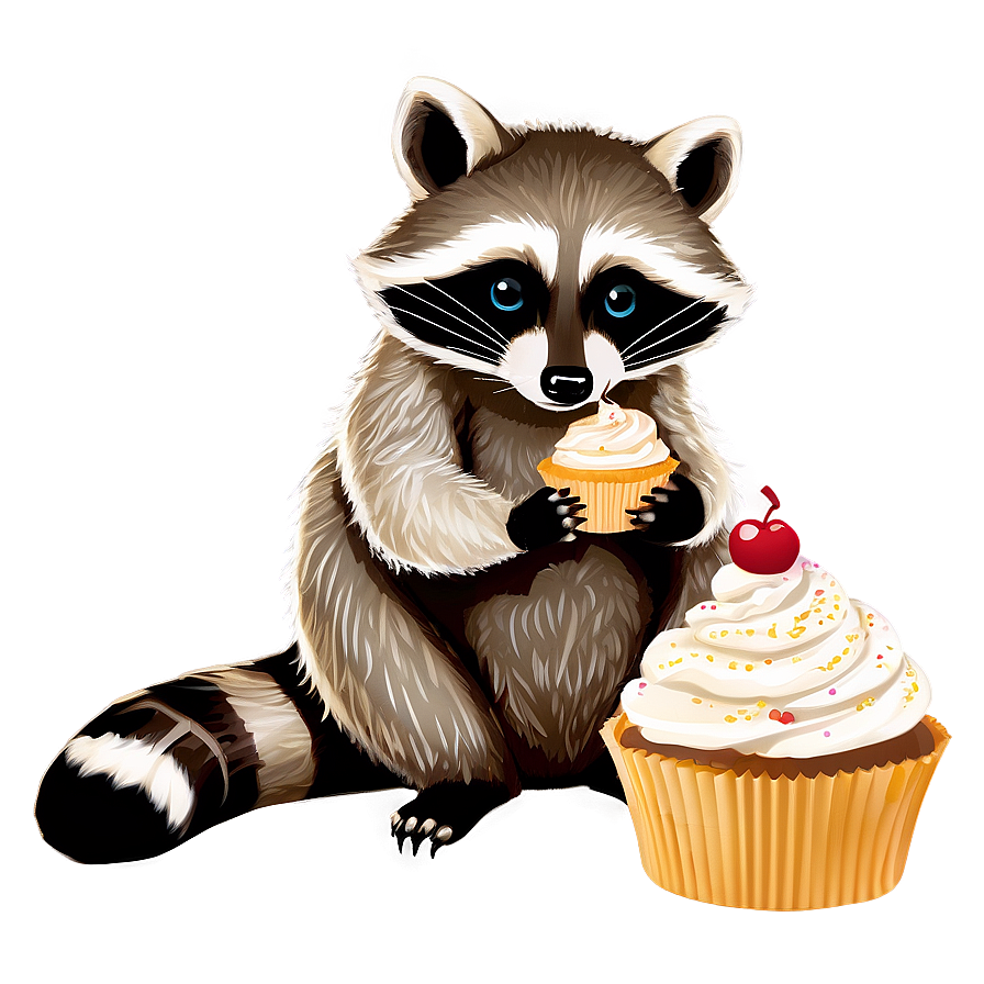 Raccoon With Cupcake Png 05242024