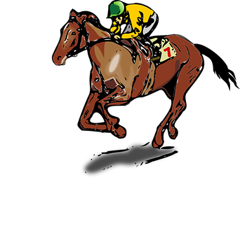 Racing Horseand Jockey Illustration PNG with transparent background