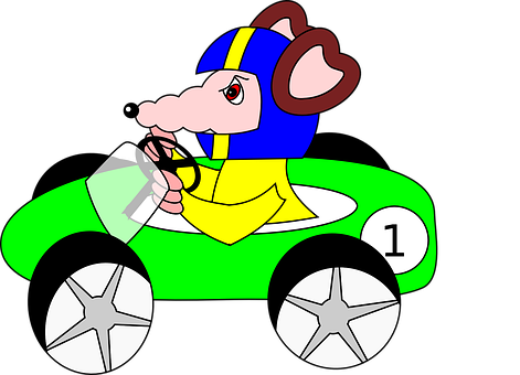 Racing Rat Cartoon PNG with transparent background