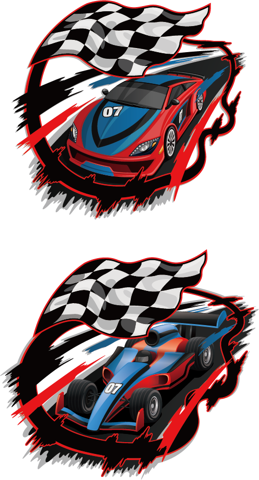 Racing Sports Carswith Checkered Flags