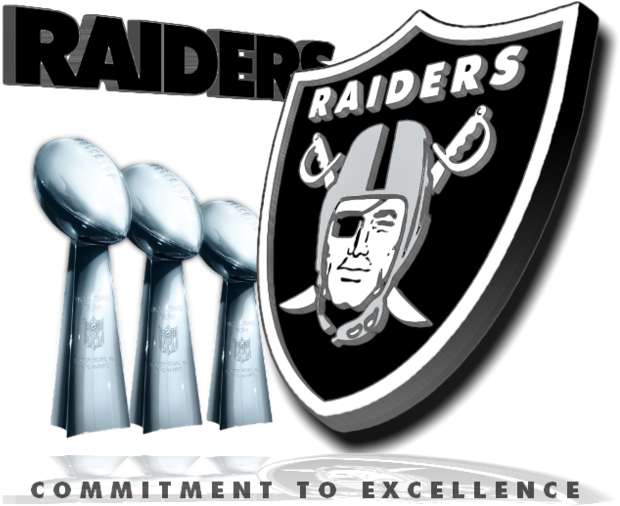 Raiders Logoand Super Bowl Trophies