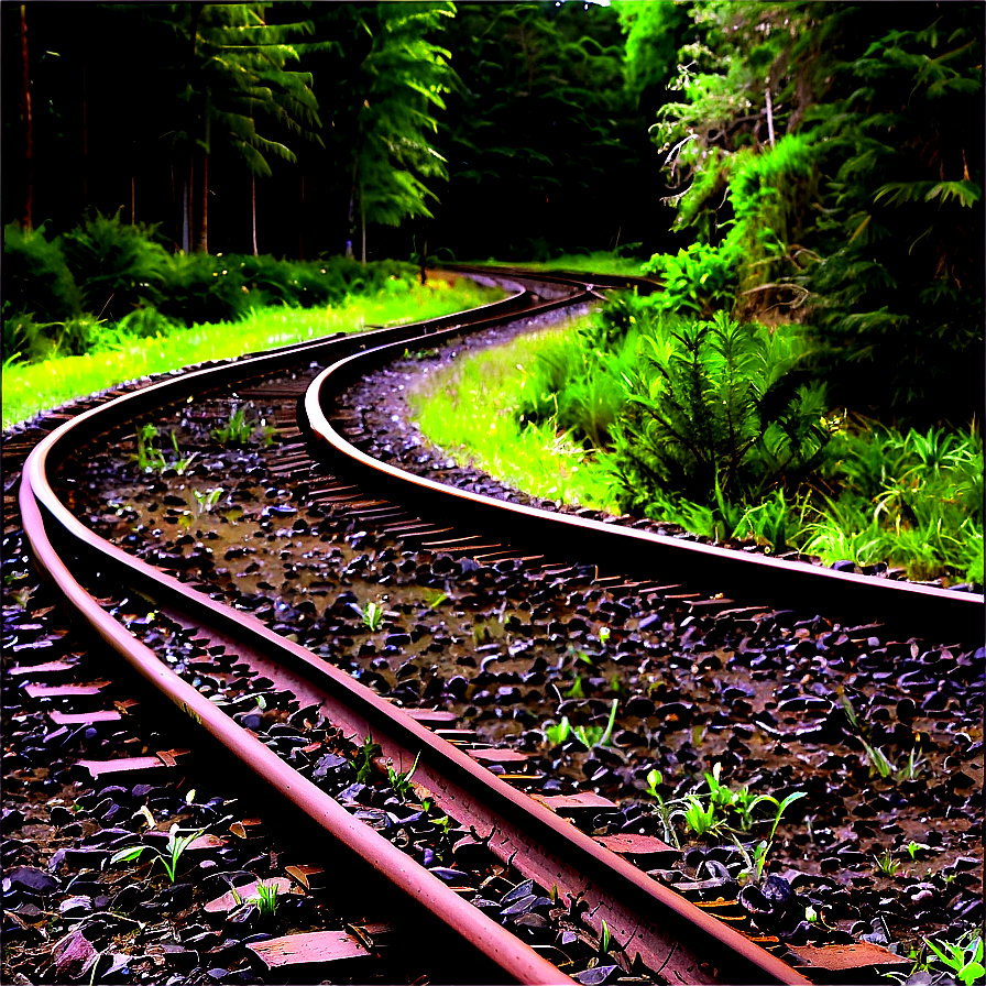 Railroad Tracks Through Forest Png Wcx85