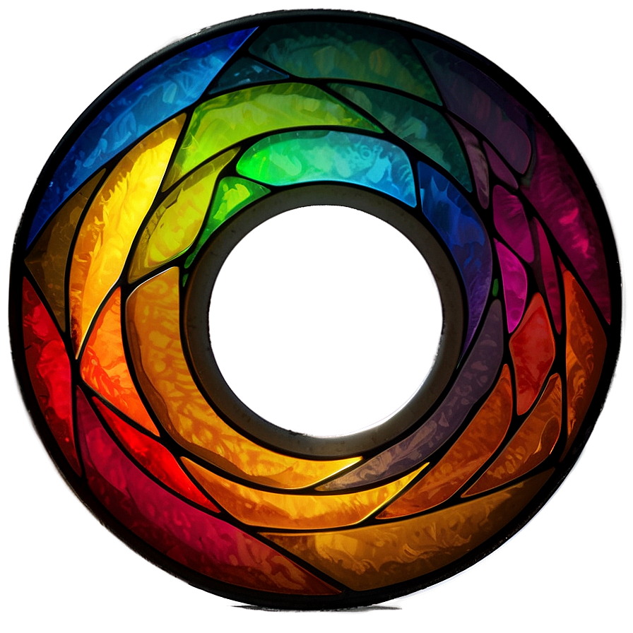 Rainbow Circle Stained Glass Effect Png 06262024