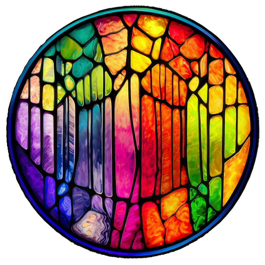 Rainbow Circle Stained Glass Effect Png Lwo