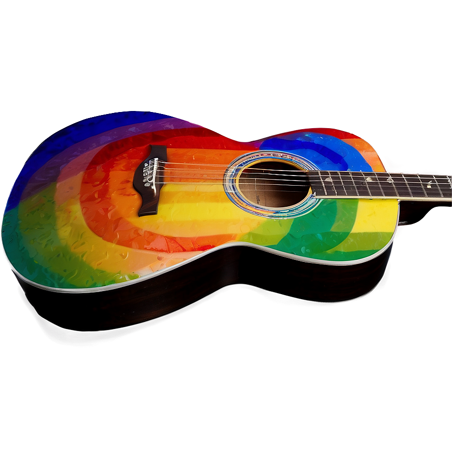 Rainbow Color Acoustic Guitar Png 10