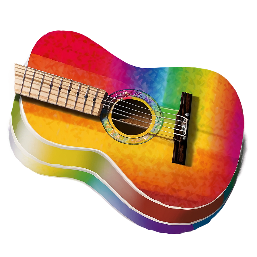 Rainbow Color Acoustic Guitar Png Kjm65