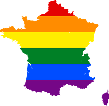 Rainbow Colored France Outline PNG with transparent background