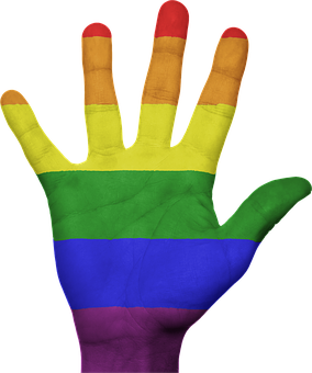 Rainbow Colored Hand Raised