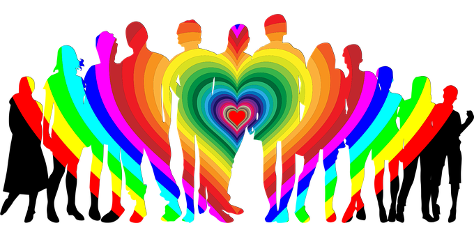 Rainbow Colored Silhouettes Family Heart PNG with transparent background