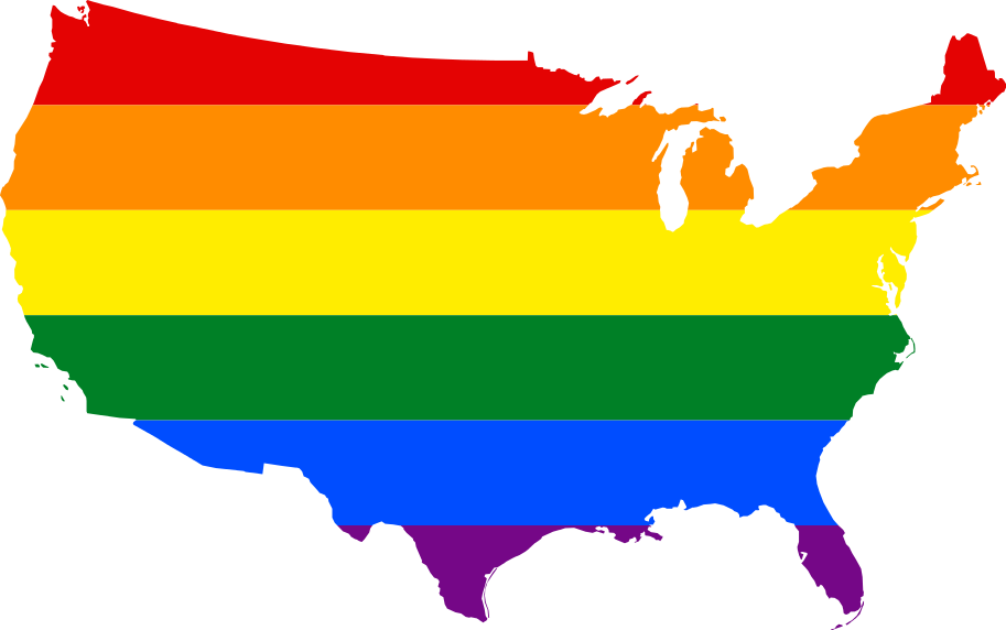 Rainbow Colored U S A Map PNG with transparent background