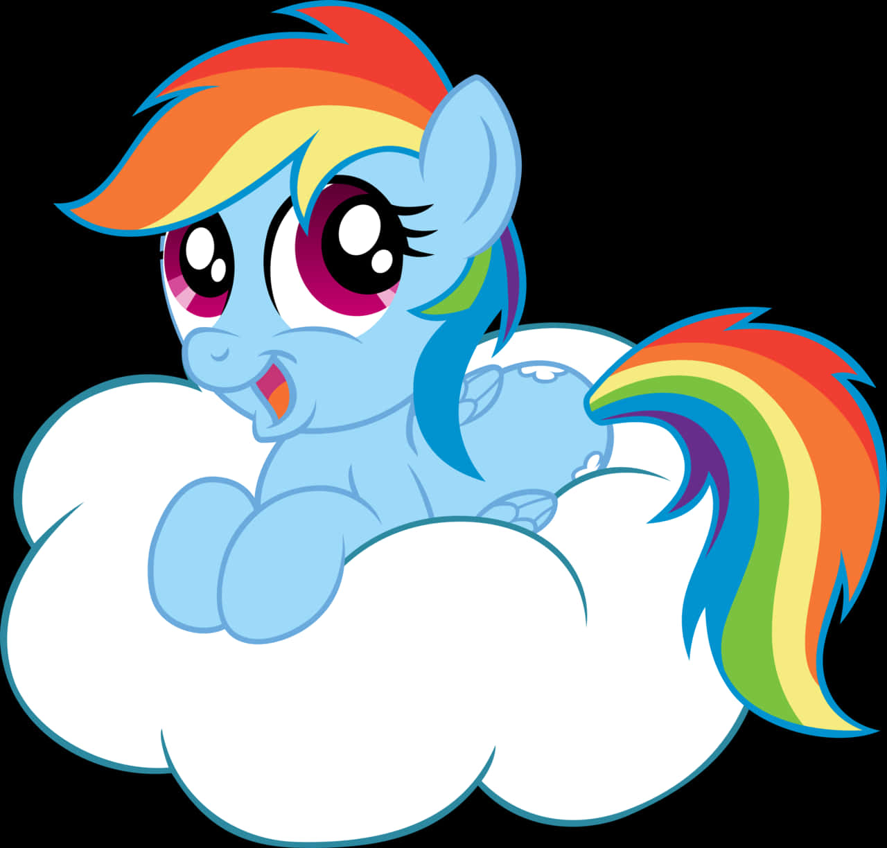 Rainbow Dash On Cloud Illustration