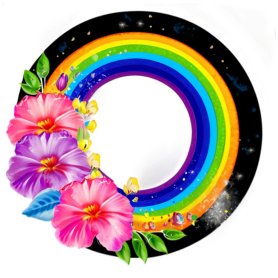 Rainbow Flower Circle Png 06252024