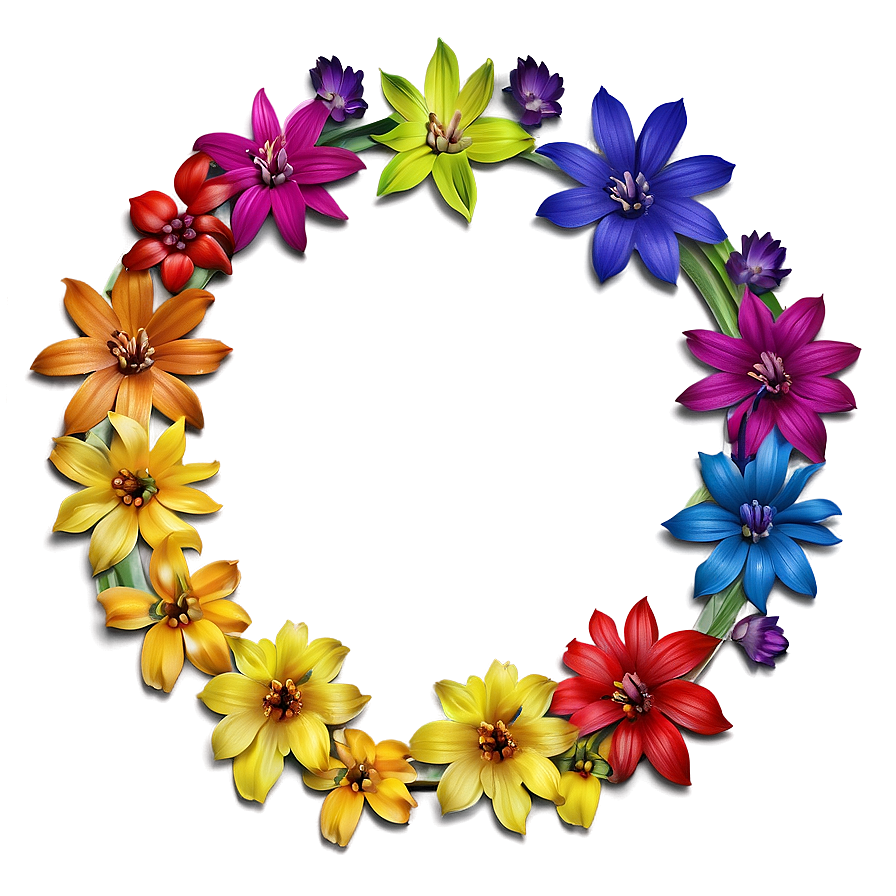 Rainbow Flower Frame Png 64