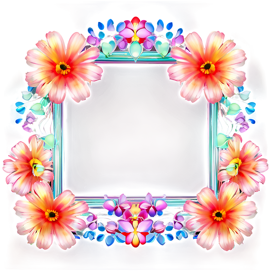 Rainbow Flower Frame Png Fcq44