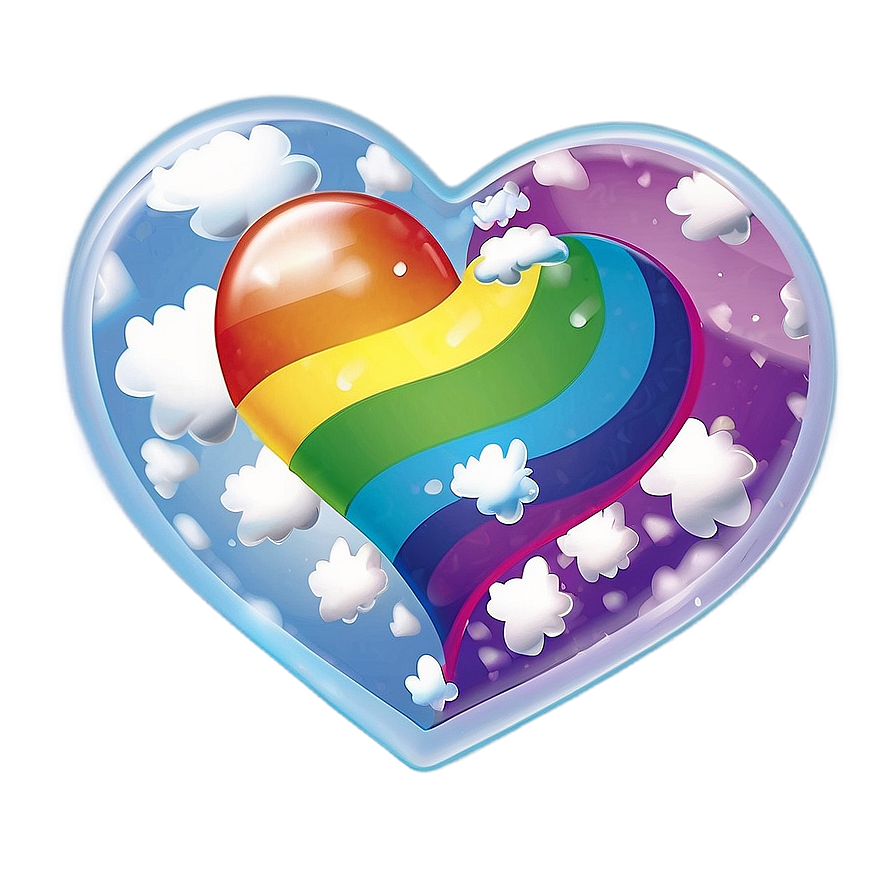 Rainbow Heart With Clouds Png Uhx