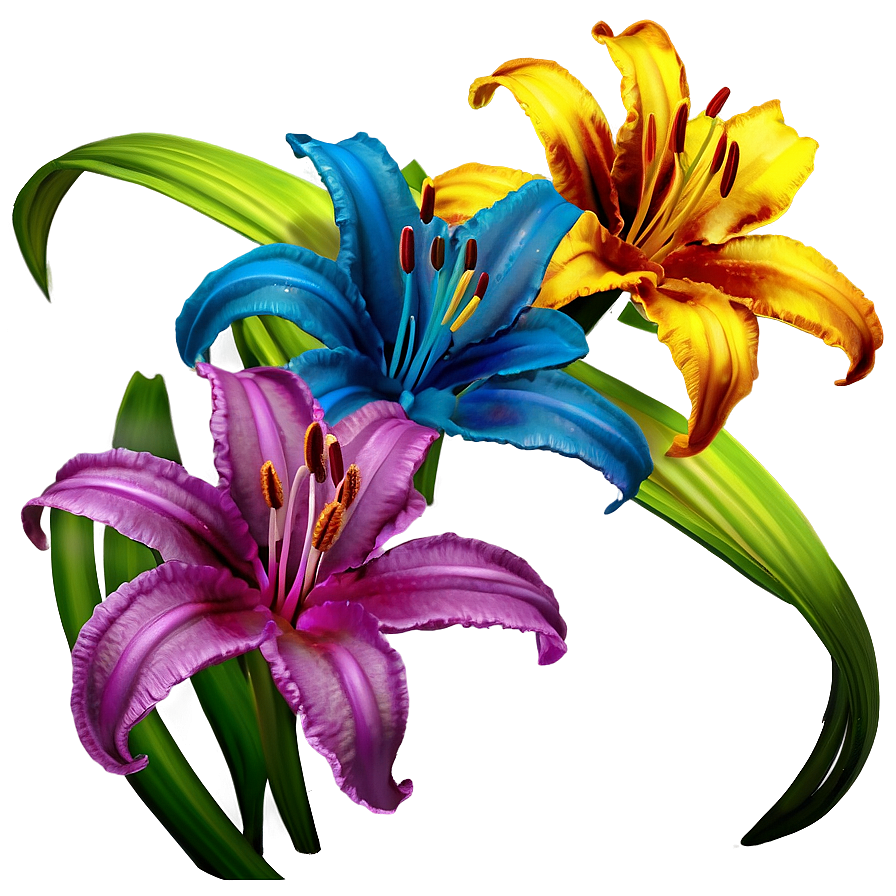 Rainbow Lilies Fantasy Png 06282024