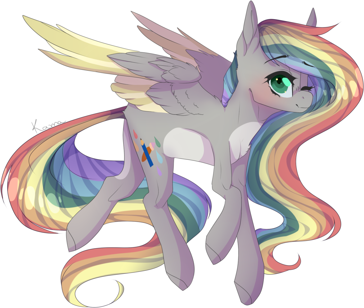 Rainbow Maned Pegasus Cartoon