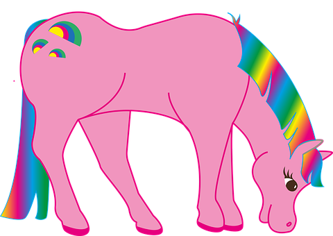 Rainbow Maned Unicorn Graphic PNG with transparent background