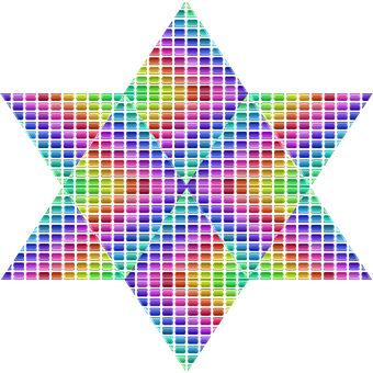 Rainbow Mosaic Star Pattern PNG with transparent background