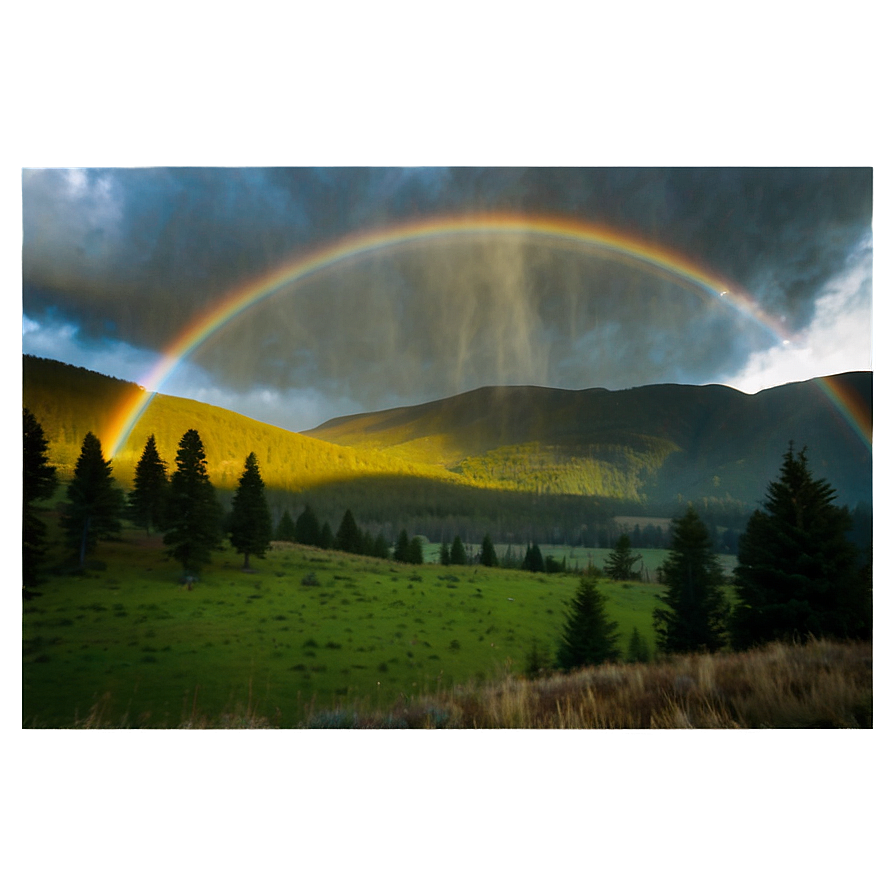 Rainbow Over Mountain Valley Photo Png Iib98