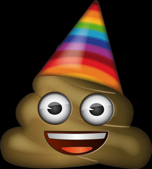 Rainbow Party Hat Poop Emoji