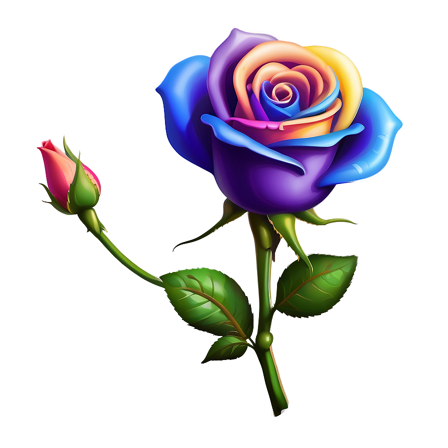 Rainbow Rose Clipart Png 06272024