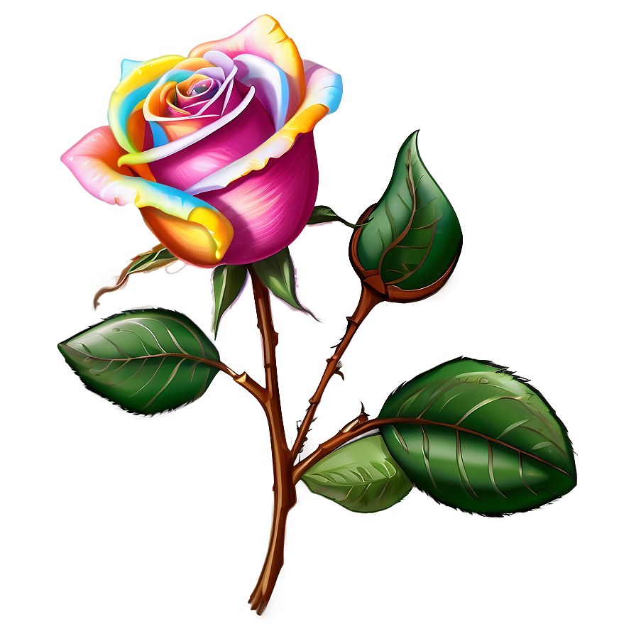 Rainbow Rose Flower Png 42