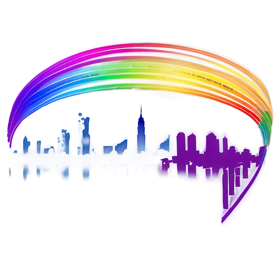 Rainbow Skyline Silhouette Png Wpj