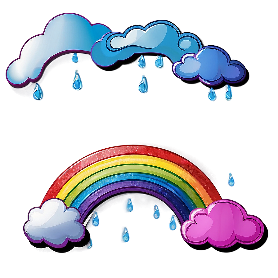 Rainbow With Clouds Drawing Png 38