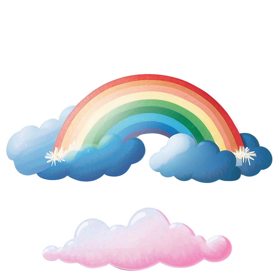 Rainbow With Clouds In Pastel Colors Png 06282024