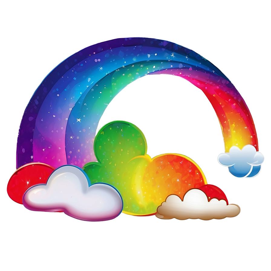 Rainbow With White Clouds Png Edd