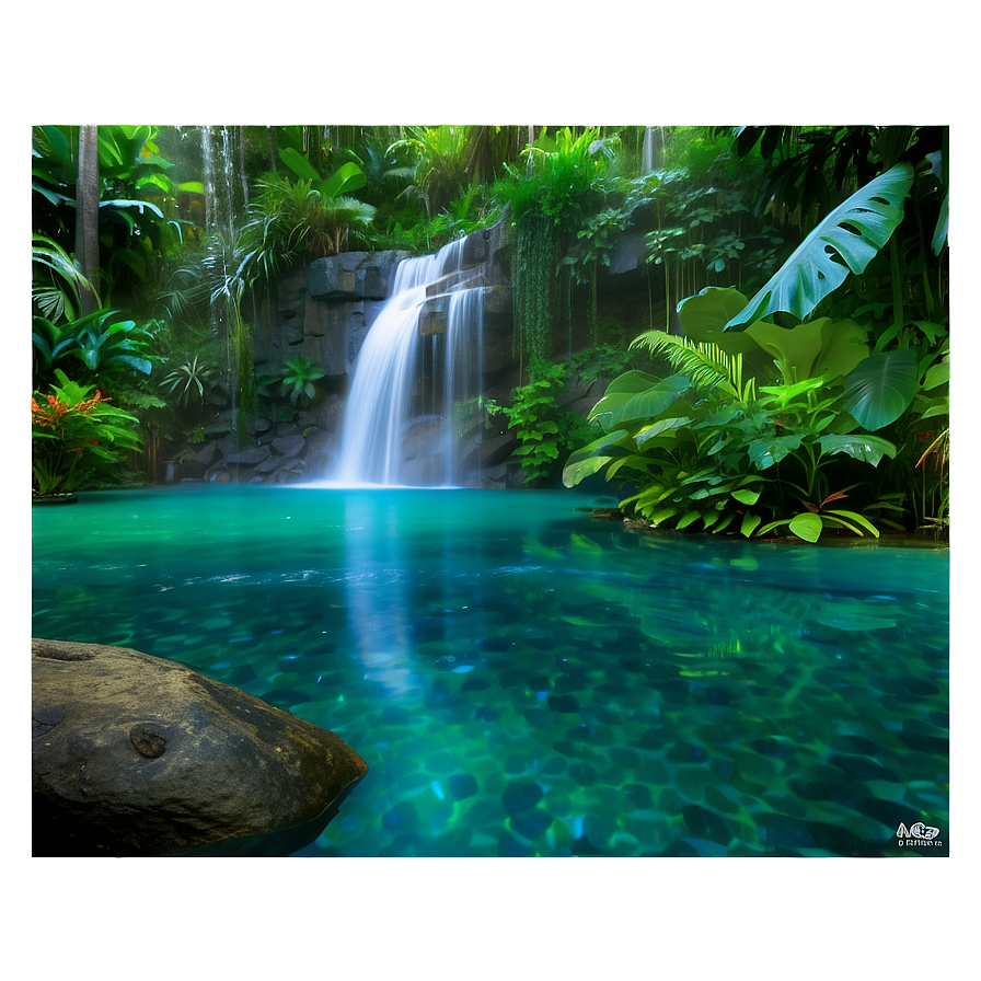 Rainforest Waterfall Pool Landscape Png Xoa11