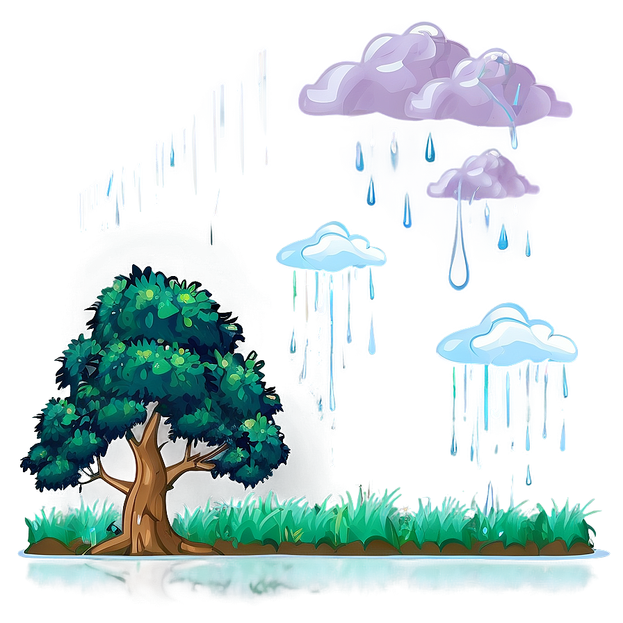 Rainy Day Big Tree Scene Png Awp