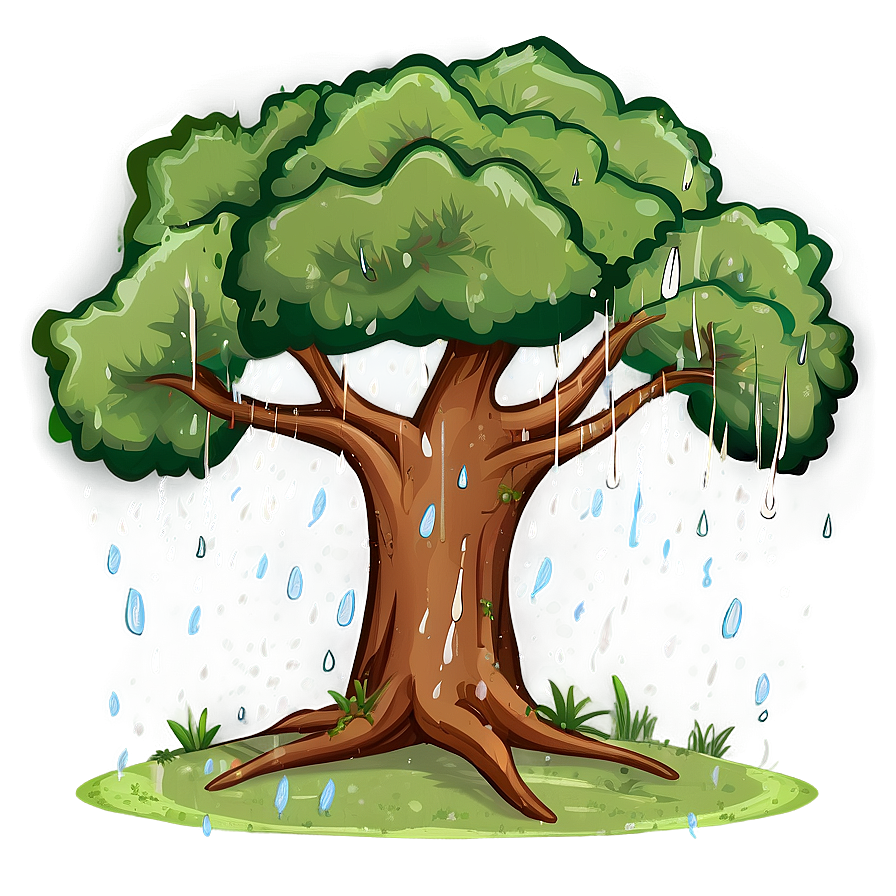 Rainy Day Big Tree Scene Png Jcp67