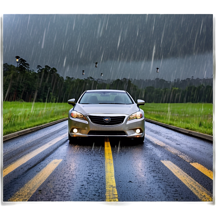 Rainy Day Driving Scene Png Xuc46