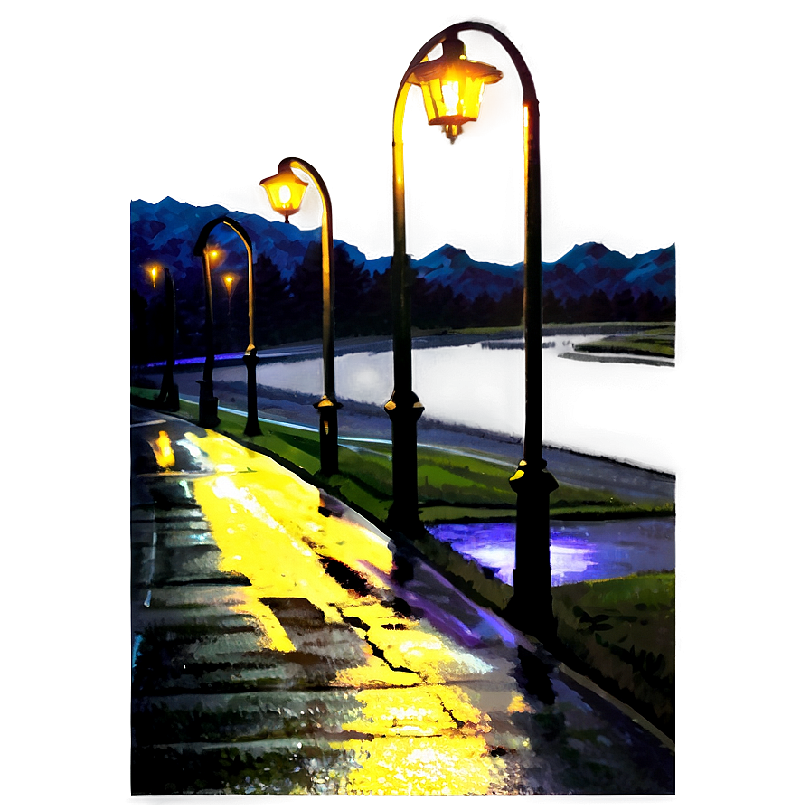 Rainy Street Lights Png Mos